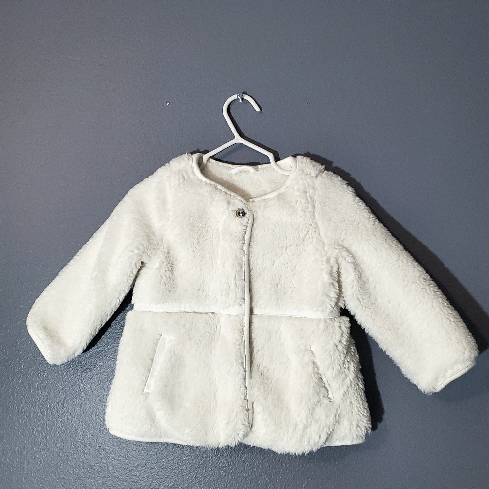 Janie and Jack white sherpa fur coat